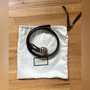 Authentic Gucci Double-G Buckle Calfskin Belt
